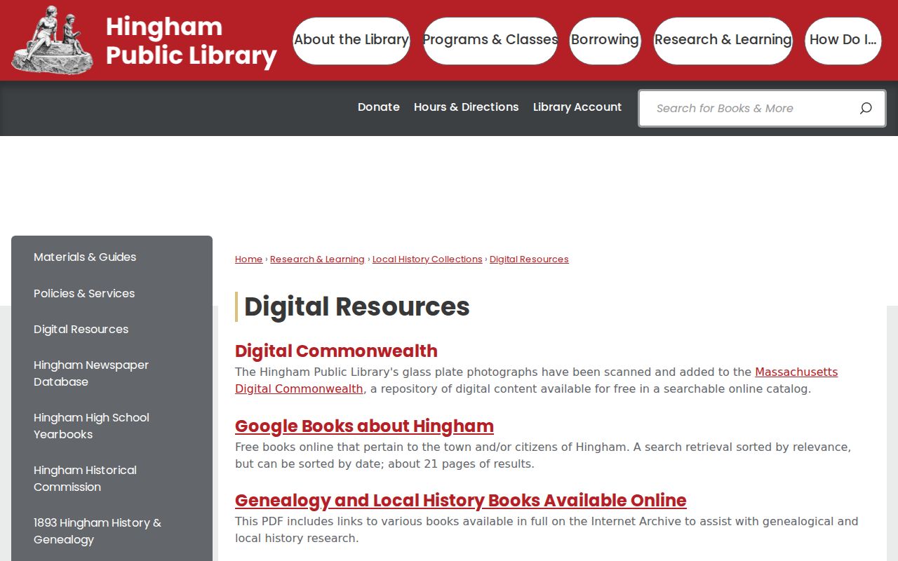 Hingham city directory research through Hingham Public Library Digital Resources