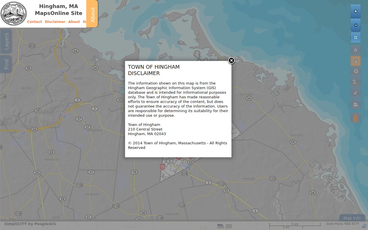 Hingham neighbors GIS parcel viewer for adjacent properties