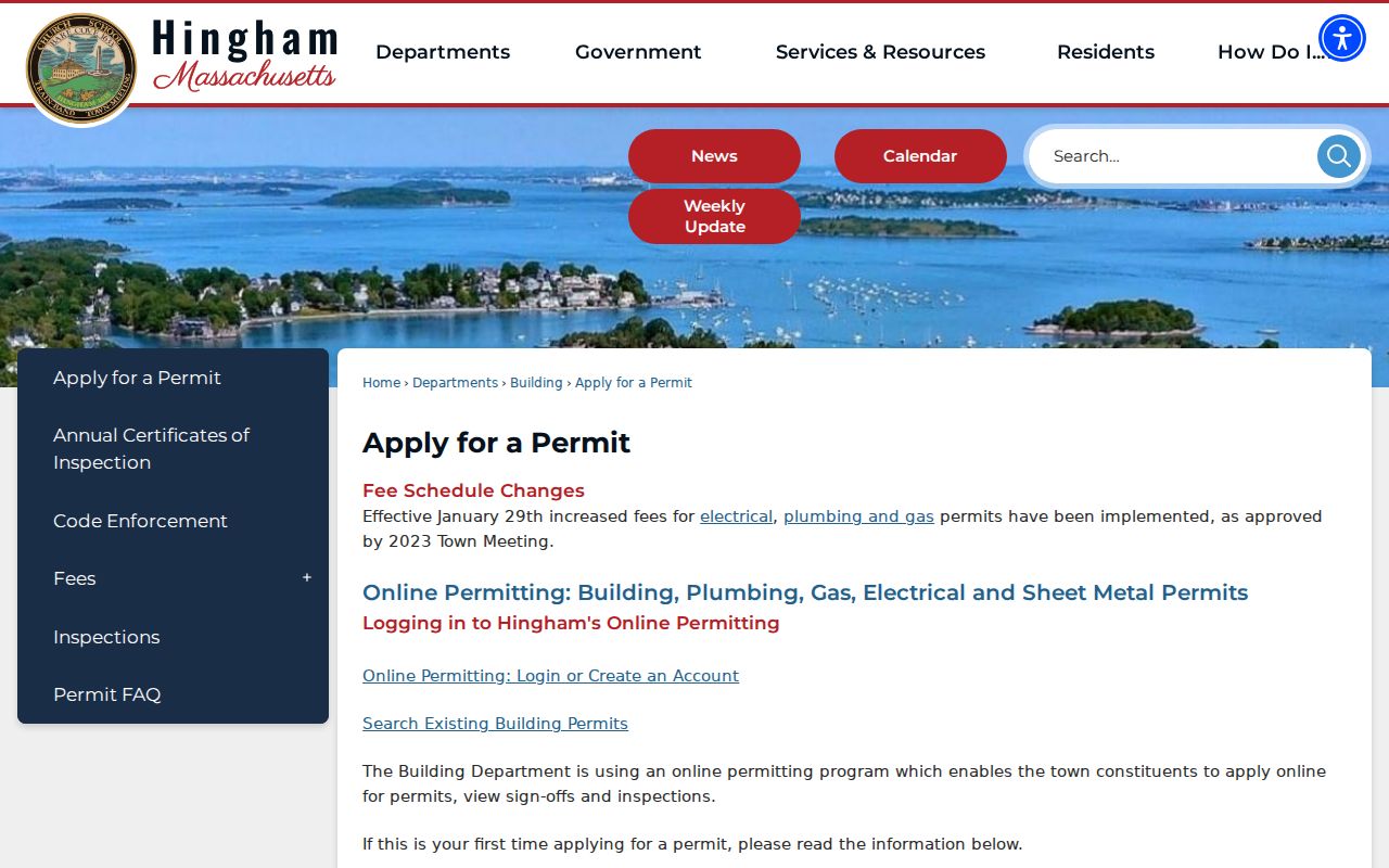 Hingham street directory permit search route