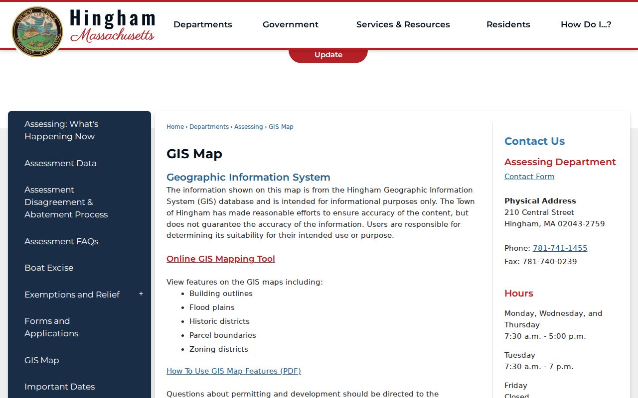 Hingham street directory GIS map layers