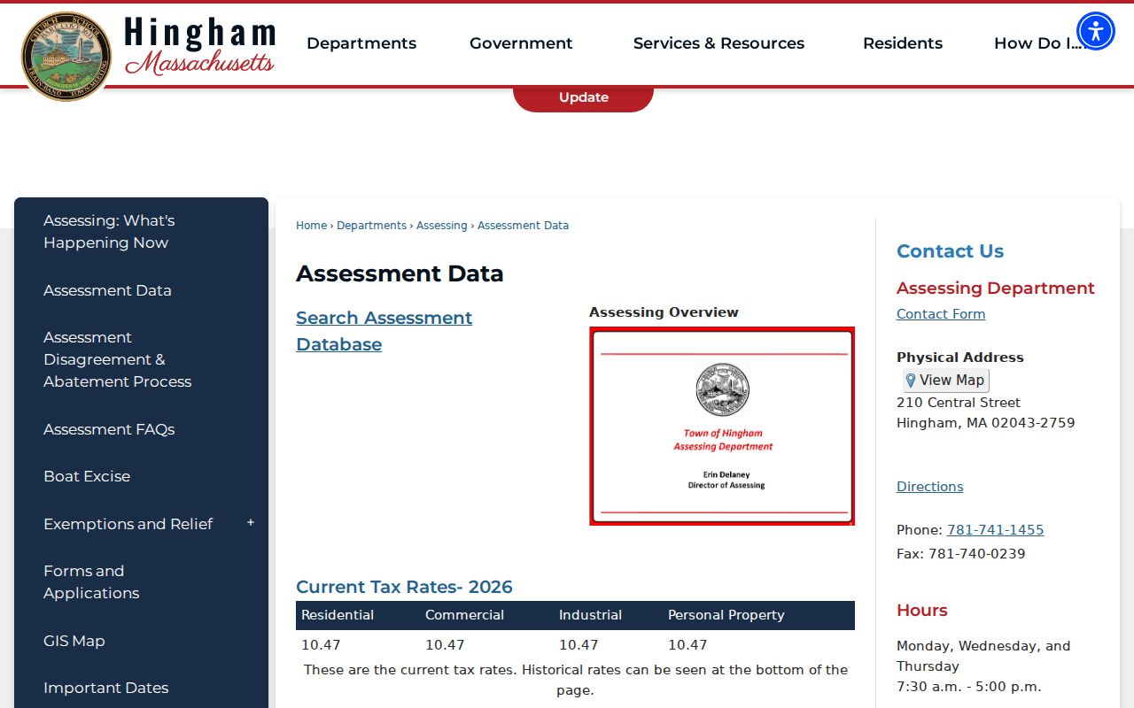 Hingham ZIP code directory assessment data instructions