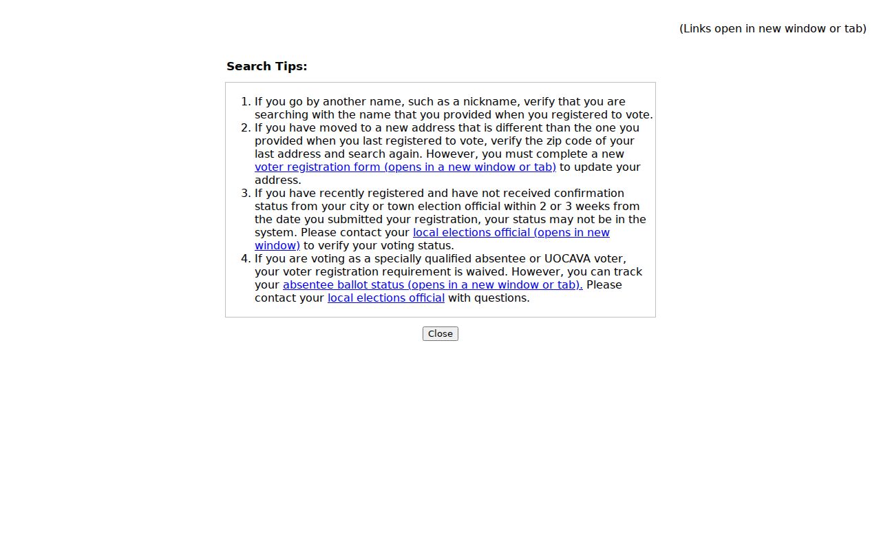 Hingham ZIP code directory voter search guidance